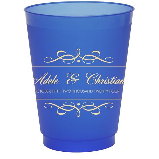Royal Flourish Framed Names and Text Colored Shatterproof Cups